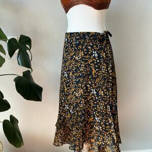 SKIES ARE BLUE Botanical Wrap Midi Skirt